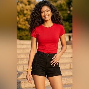 $7 Indigo Rein Juniors Ripped Denim Shorts Black size 1/25w